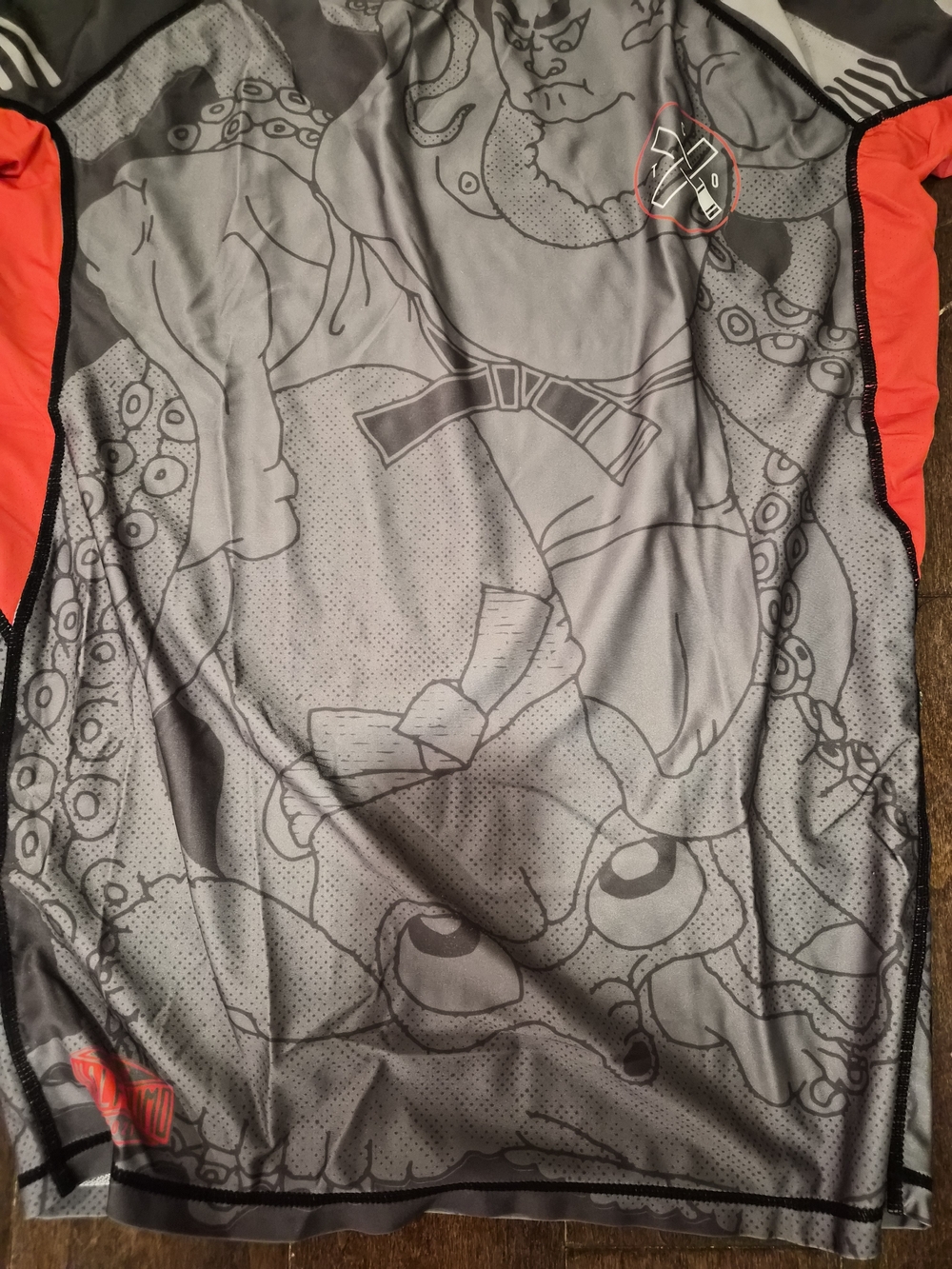 Tap Cancer Out Gray Athletic Rash Guard with Red Accent Graphic - Picture 2 of 5